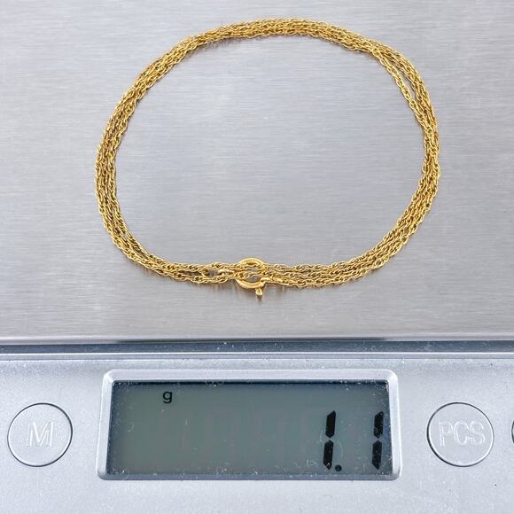 1/20 12K Yellow Gold Filled 1.0mm Rope Chain Necklace 18.5" - Picture 4 of 4